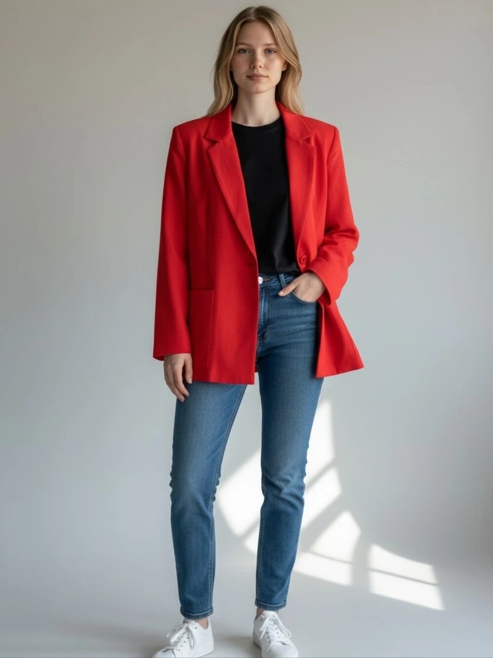 Sag Harbor Bright Red Single-Button Blazer  Size 18